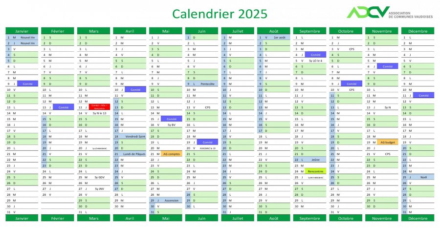 ADCV Calendrier 2025